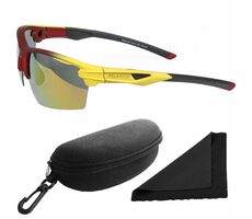 Okulary przeciwsłoneczne z Polarized 255 - czerwone oprawki - czerwono-złote lustrzane soczewki / soczewki polaryzacyjne