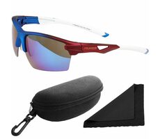 Okulary przeciwsłoneczne z Polarized 255 - niebieskie oprawki - niebieskie lustrzane soczewki / soczewki polaryzacyjne / etui