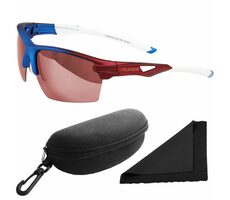 Okulary przeciwsłoneczne z Polarized 255 - niebieskie oprawki - czerwono-złote lustrzane soczewki / polaryzacyjne soczewki / etui