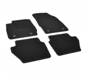 Dywaniki samochodowe Aroso , materiałowe, precyzyjne, czarne, z czarnymi przeszyciami - Ford Fiesta VI (2008-2011) 5-miejscowy