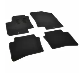 Dywaniki samochodowe Aroso , materiałowe, precyzyjne, czarne / czarne przeszycia - Hyundai i20 I (Typ PB) (2008-2010) 5-miejscowy