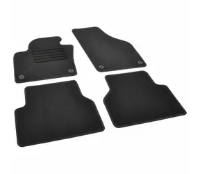 Dywaniki samochodowe Aroso , materiałowe, precyzyjne, czarne / czarne przeszycia - Volkswagen Tiguan I (Typ 5N) (2007-2016) 5-osobowy