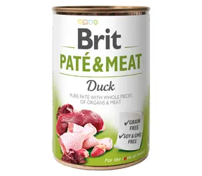 Brit Pâté & Meat Duck 400 g / Puszka dla psów / 70% kaczki i kurczaka / Pasztet z czystego mięsa z kawałkami podrobów i mięsa