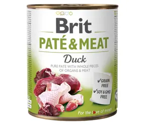 Brit Pâté & Meat Duck 800 g / Puszka dla psów / 70% kaczki i kurczaka / Pasztet z czystego mięsa z kawałkami wnętrzności i mięsa