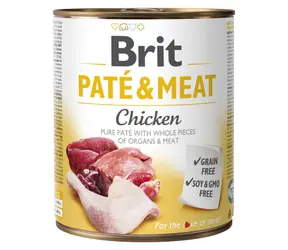 Brit Pâté & Meat Kurczak 800 g / Puszka dla psów / 70% kurczaka i wołowiny / Pasztet z czystego mięsa z kawałkami podrobów i mięsa