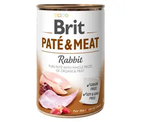 Brit Pâté & Meat Rabbit 400 g / Puszka dla psów / 70% królika i kurczaka / Pasztet z czystego mięsa z kawałkami podrobów i mięsa