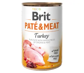 Brit Pâté & Meat Indyk 400 g / Puszka dla psów / 70% indyka i kurczaka / Pasztet z czystego mięsa z kawałkami podrobów i mięsa