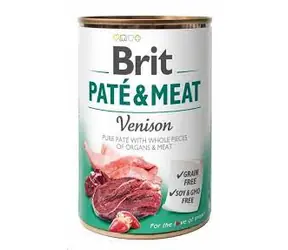 Brit Paté & Meat Dziczyzna 400 g / Puszka dla psów / 70% dziczyzny i kurczaka / Pasztet z czystego mięsa z kawałkami wnętrzności i mięsa
