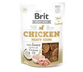 Brit Jerky - Kurczak Z Mięsem Owadowym Monety 80 g / Przysmaki z suszonego mięsa