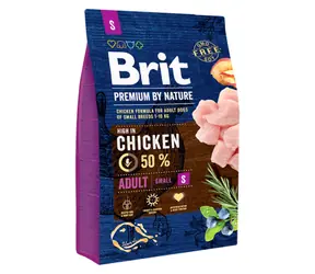 Brit Premium by Nature Adult S 3 kg / Kompletna karma dla psów / dorosłych psów małych ras (do 10g)