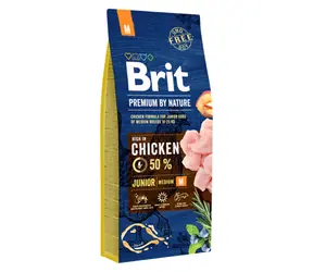 Brit Premium by Nature Junior M 15 kg / Kompletna karma dla psów / 1-12 miesięcy / psów ras średnich (10-25 kg)