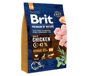 Brit Premium by Nature Senior S+M 3 kg / Kompletna karma dla psów / dla starszych psów (NAD 7 lat) / 1-25 kg
