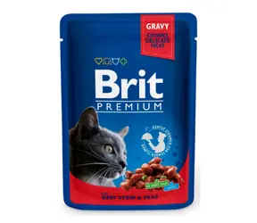 Brit Premium Koty z gulaszem wołowym i groszkiem 100 g / Saszetki dla kotów