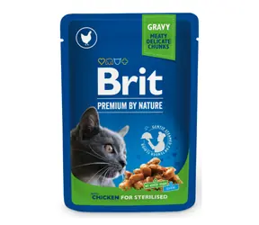 Brit Premium Cat Pouches Plastry Kurczaka do Sterylizacji 100 g / Saszetki dla kotów