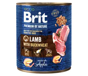 Brit Premium by Nature Jagnięcina z Kaszą Gryczaną (38638) 800 g / Puszka dla psów / Pasztet mięsny dla psów z wrażliwym układem trawiennym