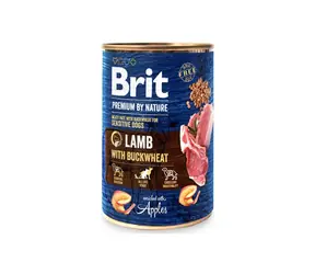 Brit Premium by Nature Jagnięcina z Kaszą Gryczaną 400 g / Puszka dla psów / Pasztet mięsny dla psów z wrażliwym układem trawiennym