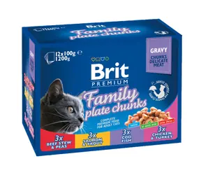 Brit Premium Cat Pouches Family Plate (12x100 g) 1,2 kg / Saszetki dla kotów