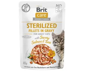 Brit Care Cat Sterylized Salomon&Tuna Pouch - tuńczyk z łososiem 85g / Saszetki dla kotów wykastrowanych