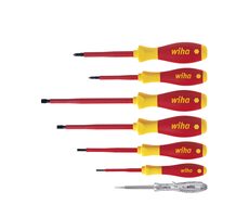 Zestaw wkrętaków elektrycznych Wiha 00834 SoftFinish 7 szt. / Płaski / Phillips / 1x Tester napięcia / 1000 V AC
