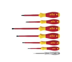 Zestaw wkrętaków elektrycznych Wiha 00834 SoftFinish 7 szt. / Płaskie / Krzyżakowe / 1x próbnik napięcia / 1000 V AC