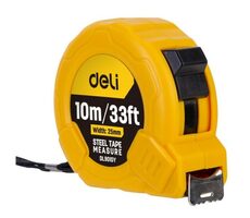 Deli Tools EDL9010Y Taśma miernicza 10 m / szerokość taśmy 25 mm