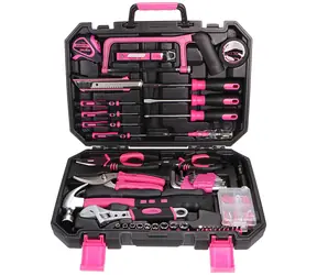 SIXTOL HOME PINK 128 / Zestaw narzędzi / stal węglowa / 128 szt