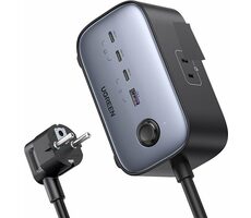 Ugreen DigiNest Pro 1,8m czarny / 2x 230V / 1x USB-A / 3x USB-C 100W
