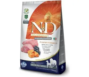 N&D Grain Free Pumpkin Adult Medium/Large Jagnięcina i Borówka 12kg / Karma dla dorosłych psów średnich i dużych ras