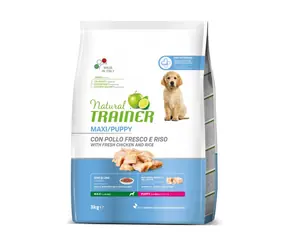 Natural Trainer Maxi Puppy świeży kurczak 3 kg / Pełnoporcjowa karma super premium dla szczeniąt (od 2. miesiąca życia) ras dużych i olbrzymich 