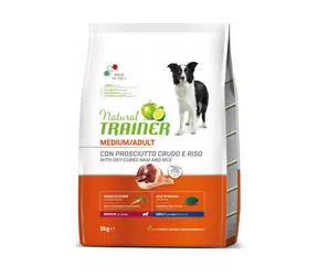 Natural Trainer Medium Adult prosciutto and rice 3kg / Pełnoporcjowa karma dla dorosłych psów ras średnich