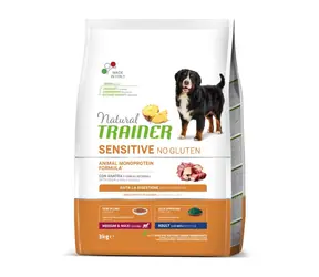Natural Trainer Sensitive Bez glutenu dla dorosłych psów średnich/dużych ras, kaczka 3 kg / Pełnoporcjowa karma dla psów ras średnich i dużych