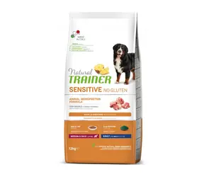 Natural Trainer Sensitive Bez glutenu Dorosła średnia/duża wieprzowina 12 kg / Pełnoporcjowa karma dla psów ras średnich i dużych
