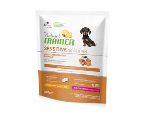 Natural Trainer Sensitive Bezglutenowa karma dla szczeniąt i młodych psów małych ras Mini łosoś 800 g
