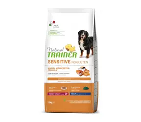 Natural Trainer SENSITIVE Bez glutenu dla dorosłych psów M/M z łososiem 12 kg / Pełnoporcjowa karma dla dorosłych psów średnich i dużych ras