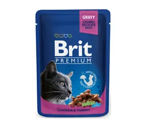 Brit Cat Premium Pouchs kurczak+indyk 100g / Saszetka dla kotów