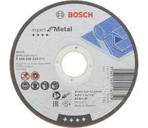 BOSCH 2608600214 / Tarcza tnąca do metalu i stali / Średnica 115 x 22,23 mm / Szerokość cięcia 1,6 mm