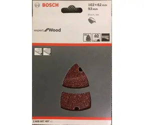 BOSCH 2608607407 / Zestaw papierów ściernych do szlifierek Delta 102 x 62 93 mm / Ziarnistość 40 / 10 szt.