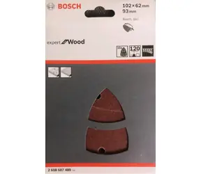 BOSCH 2608607409 / Zestaw papierów ściernych do szlifierek Delta 102 x 62 93 mm / Ziarnistość 120 / 10 szt.