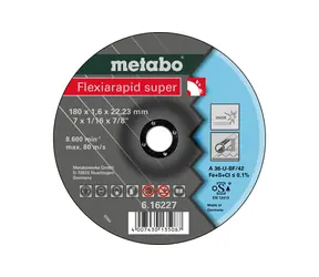 Metabo Flexiarapid super / Tarcza do cięcia stali / Średnica 180 x 22,2 mm / Szerokość cięcia 1,6 mm