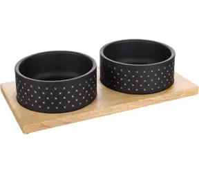 Flamingo Duo Dinner Nervo Miski ze stali nierdzewnej dla psów czarne 2x840ml