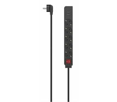 HAMA Przedłużacz z włącznikiem 1,4 m czarny / 5x Schuko i 2x USB-A