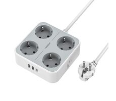 Tessan TS-302-C-GR biały / Przedłużacz / 2 m / 4X AC / 2x USB-A / 1x USB-C
