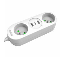 Solight 2z + USB A+C 17W 1,5m biały / 2 gniazda / 2x USB-A (maks. 17W) / 1x USB-C (maks. 17W)