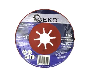 GEKO G78703 / Tarcza fibrowa ścierna do kamionki / 125 x 1,8 x 22,2 mm / P100