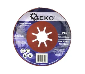 GEKO G78701 / Tarcza fibrowa ścierna do kamionki / 125 x 1,8 x 22,2 mm / P60