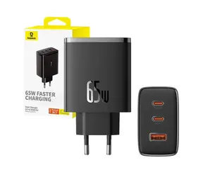 Baseus P10152301113-00 Zasilacz Cube Pro czarny / USB-A / USB-C / 65W