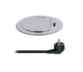 Gniazdo wbudowane Solight 1z + USB-C 20W PD srebrne / 2m