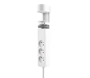 Solight 3z + gniazda przenośne USB A+C + szybka ładowarka USB 20W PD 2m biały
