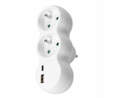 Hub Solight P100USBC z ładowarką USB A+C 2 x 10A 