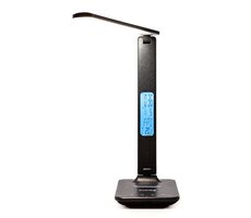 Lampa stołowa LED Huslog z wyświetlaczem i ładowarką bezprzewodową czarna / 3000 - 6500 K / 400lm / LCD / 3 barwy światła